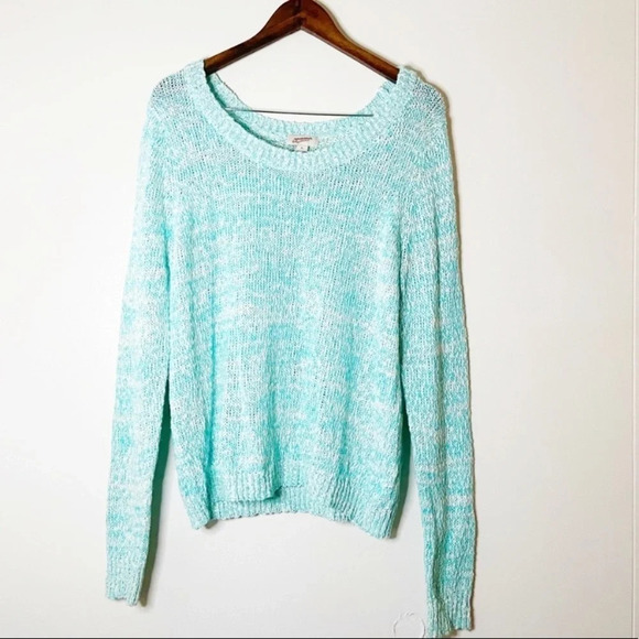 Open Weave Knit Sweater Pastel Knit Top 100% Cotton Size XL Fall Spring Winter - Picture 1 of 10